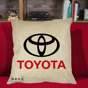 Perna Personalizata cu emblema Toyota, 40x40 cm, Crem, Husa Detasabila, Perna Inclusa, BEKZ®