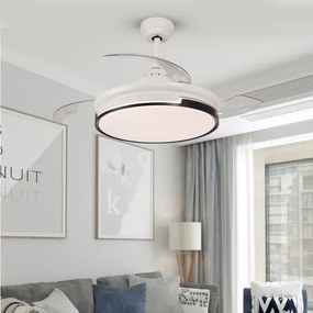Lustra cu ventilator, DM-ESC-410YY WH+BK, design modern, Alb