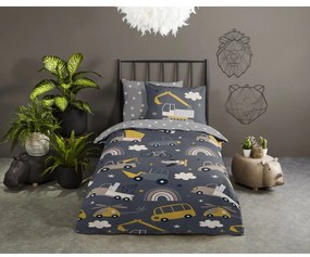 Lenjerie de pat pentru copii gri din bumbac pentru pat de o persoană 140x200 cm Rush – Good Morning