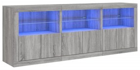 3209007 vidaXL Dulap cu lumini LED, gri sonoma, 181,5x37x67 cm