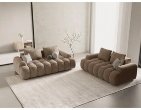 Canapea maro deschis cu tapițerie din catifea 175 cm Linz – Cosmopolitan Design