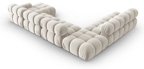 Colțar modular bej cu tapițerie din catifea (cu colț pe partea stângă /în formă de "U") Bellis – Micadoni