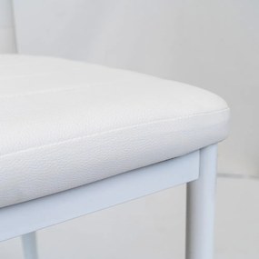 Scaun de masă Tino NOVA, piele textilă albă + metal - alb