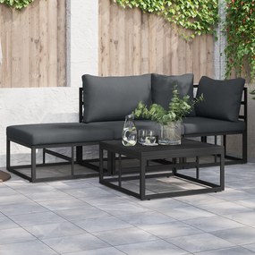 vidaXL Set de canapele pentru grădină 3 pcs Negru 211.5 x 71.5 x 71 cm