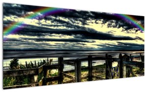 Tablou cu curcubeu deasupa mării (120x50 cm)