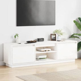 Comoda TV, alb, 140x35x40 cm, lemn masiv de pin