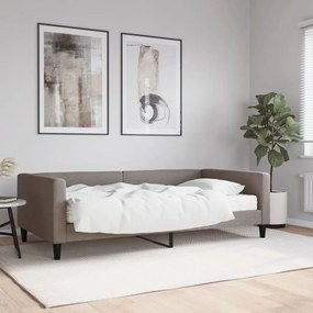 3196568 vidaXL Pat de zi cu saltea, gri taupe, 100x200 cm, textil