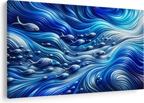 Tablou – Pești în valuri (90x60 cm)