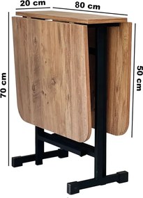 Masa Bucatarie pliabila cu roti Homs Nuc 120 x 80 x 74 cm
