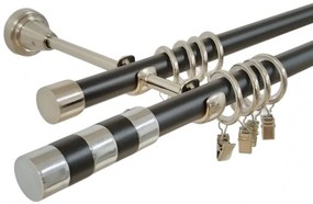 Galerie dubla duo cilindru negru 19 mm negru inox (Alege marime: 400 cm)