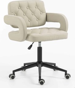 HR8403K Scaun Ecru Piele Ecologica Premium Soft cu Bază Neagră