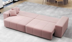 Canapea extensibilă dumonde cu ladă de depozitare si sezut confortabil din spuma high-density, Marbela Royal Roz XXL 295x100 cm