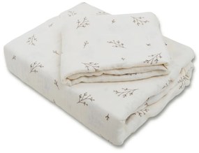 Lenjerie de pat din muselină Matex Crenguțe, 140 x 200 cm, 70 x 90 cm