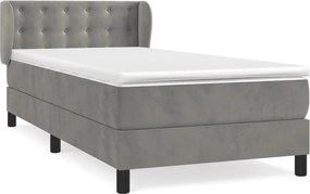 vidaXL Pat continental cu saltea, gri deschis, 80x200 cm, catifea