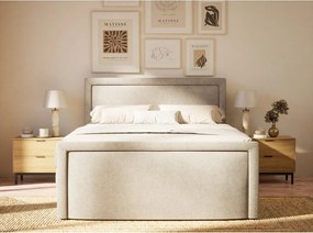 Pat boxspring grej cu spațiu de depozitare 180x200 cm Fresco – Maison de Rêve
