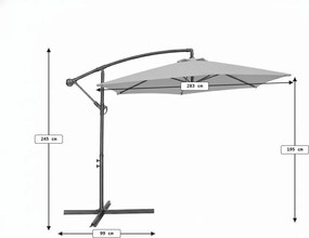 Umbrela de gradina ELVARO ajustabila, crem