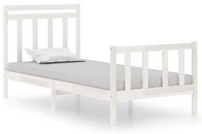 3105346 vidaXL Cadru de pat single, alb, 90x190 cm, lemn masiv