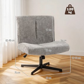 HOMCOM Scaun accent rotativ, fotoliu lounge tapițat cu catifea, reglabil pe înălțime pentru living, birou, gri | Aosom Romania