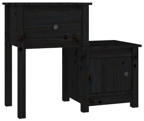 814547 vidaXL Noptieră, negru, 79,5x38x65,5 cm, lemn masiv de pin