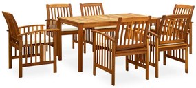 vidaXL Set mobilier de grădină cu perne, 7 piese, lemn masiv acacia