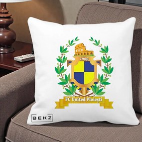 Perna Personalizata FC United Ploiesti 1906 Fotbal, 40x40 cm, Alba Mata, Husa Detasabila, Perna Inclusa, BEKZ®