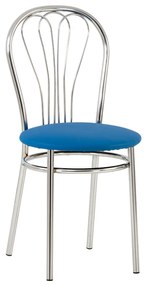 Scaun dining Venus Chrome, piele ecologica, albastru