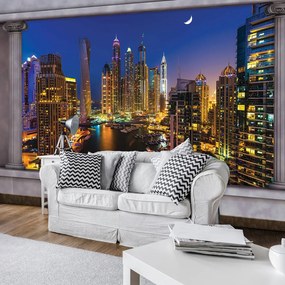 Fototapet - Zgârăienori din Dubai noaptea (254x184 cm)