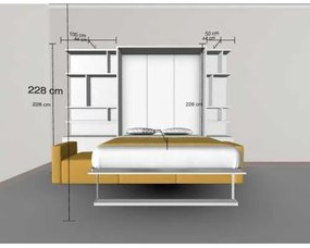 Pat rabatabil dublu cu somiera inclusa, canapea 3 locuri si 2 biblioteci - royal combi bookcase set (150x200)