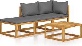 vidaXL Set mobilier de grădină cu perne, 4 piese, lemn masiv de acacia