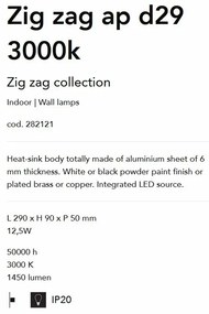 Aplica de perete LED lumina ambientala Zig zag ap d29 3000k OTTONE
