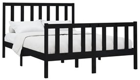 Cadru de pat 5FT King Size,negru ,150x200 cm,lemn masiv de pin Negru, 150 x 200 cm