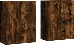 vidaXL Dulapuri montate pe perete, 2 buc, stejar afumat, 69,5x34x90 cm