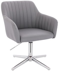 HC190CROSS Scaun Gri din Piele Ecologica cu Bază Cromata