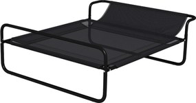 PawHut Pat Ridicat pentru Câini, Pat de Camping pentru Câini și Pisici cu Tetieră, Material Texteline Respirabil, pentru Interior și Exterior, 106 x 81 x 33 cm, Negru | Aosom Romania