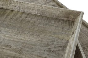 Măsuță de cafea pătrată din lemn și metal, natur și negru, cu 3 tăvi detașabile, finisaj mat, 55 x 120 x 120 cm, „Traywood” – Ethnic Collections