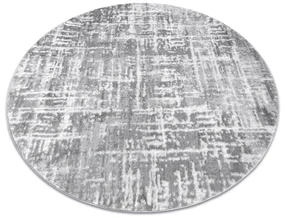 Covor MEFE modern Cerc 8722 Linii vintage - structural două niveluri de lână gri / alb