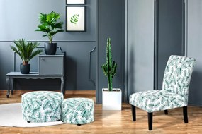 Set 2 tabureti tapitati cu imprimeu floral Indira multicolori/albi