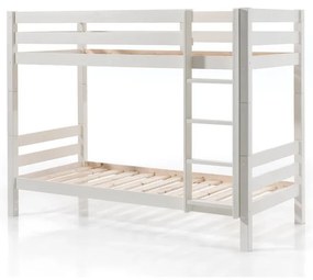 Pat pentru copii alb supraetajat/cu extensie suplimentară din lemn de pin cu spațiu de depozitare 90x200 cm PINO – Vipack