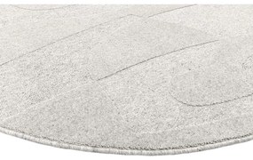 Covor gri deschis rotund din lână ø 120 cm Morphic Botanica – Agnella