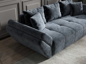 Canapea extensibilă dumonde cu ladă de depozitare si sezut confortabil din spuma high-density, Berlin Euphoria Grafit 250x100 cm