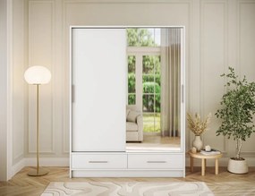 Dulap cu uși glisante si oglinda Estantte II, 150x60x200 cm – Alb