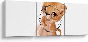 Tablou - Animăluț în acuarelă N⁰6 (cu ceas) (90x30 cm)
