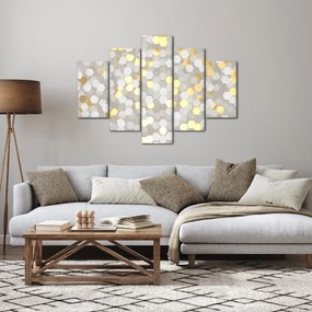 Tablou - Hexagoane alb - auriu (150x105 cm)