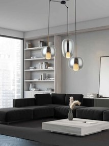 Lustra cu 3 Pendule, Sticla, Fumuriu, 3XG9 Pendant