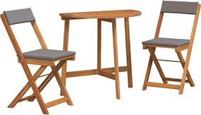 vidaXL Set bistro cu pernă 3 pcs Ulei Natural Lemn Solid de Acacia