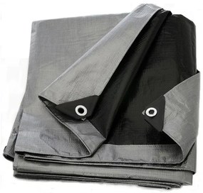 ShopJK PRELATĂ NEAGRĂ-ARGINTIE 3X5 M 260G/M2