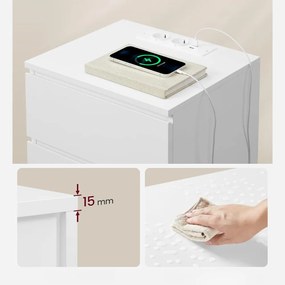 Noptiere cu funcție de încărcare ZION, 35x40x59 cm, alb Vasagle