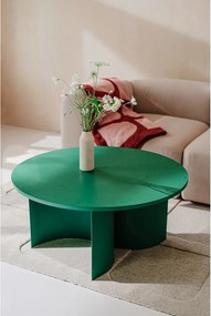 Măsuță de cafea verde rotundă cu blat cu aspect de lemn de frasin ø 95 cm Gavo – noo.ma