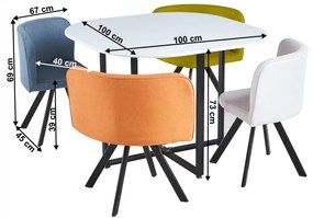 Set de mobilier dining 1+4, alb culori mixte, BEVIS NEW