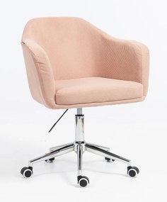 HR832K Scaun Catifea Reiată Premium culoare Roz prăfuit Litchi cu Bază Cromata